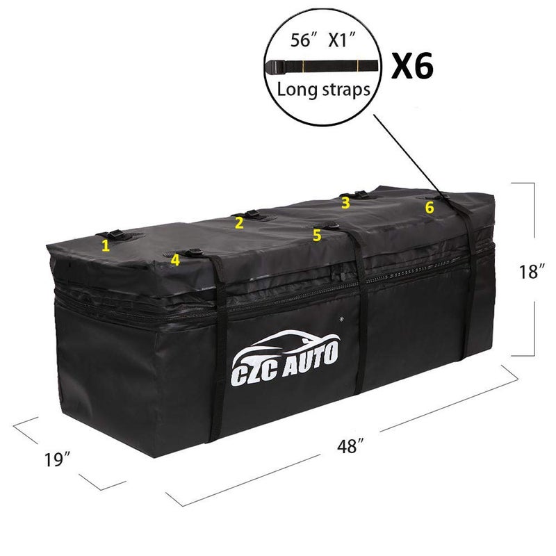 CZC AUTO Expandable Hitch Cargo Carrier Bag 9.5 cu. ft Extends to 11.6 cu. ft, Waterproof/Rainproof/Weatherproof, for Car Truck SUV Vans' Hitch Trays Hitch Baskets, Safe Steady Durable Soft Black - Image 3